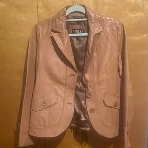 GUESS Women's Light Brown Leather Blazer Jacket